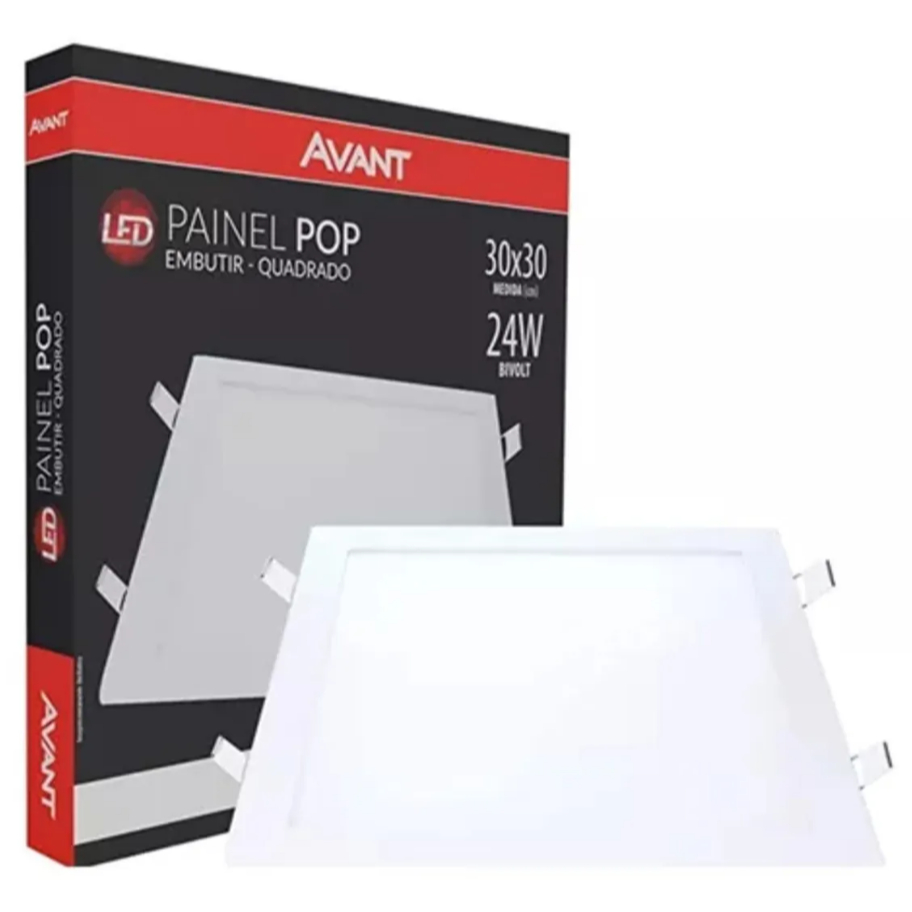 Painel Led embutir quadrado Aluminio 24w 6500k AVANT