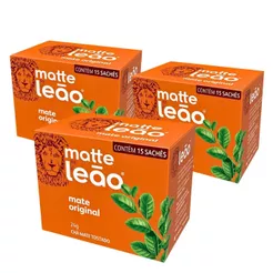 Kit 3un Chá Matte Leão Mate Original 10 Sachês (24g)