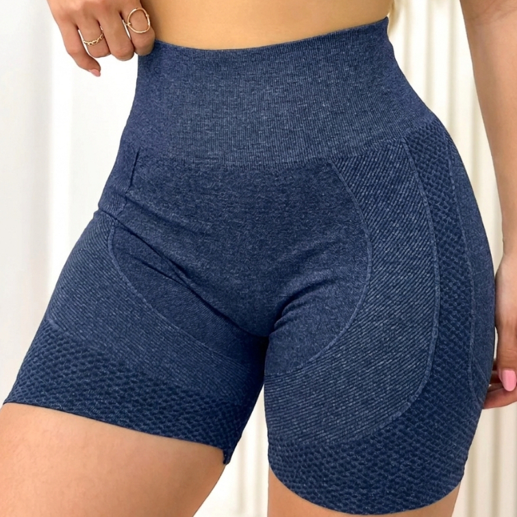 Short Academia Sem Transparência Cintura Alta Empina Bumbum Texturizado Poliamida Sem Costura Veste até 42
