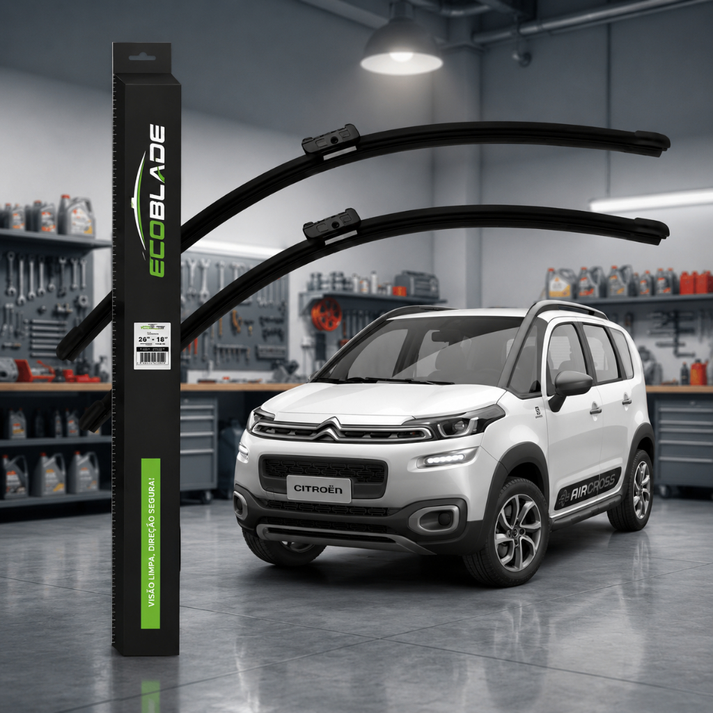 Par de Palhetas Limpador Parabrisa Ecoblade Citroen Aircross 2016 A 2024 Alta Durabilidade Silicone Silenciosa Premium