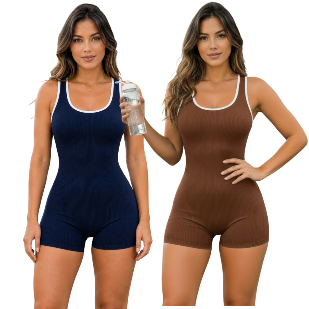 kit 2 Macaquinho Academia Canelado Fitness — imagem 1