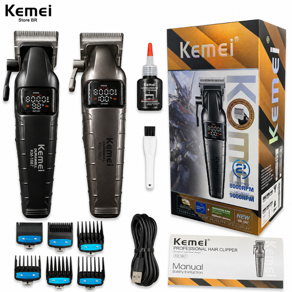 Kemei 1667 Máquina De Cortar Cabelo Profissional 9000RPM Aparador De Elétrico Se