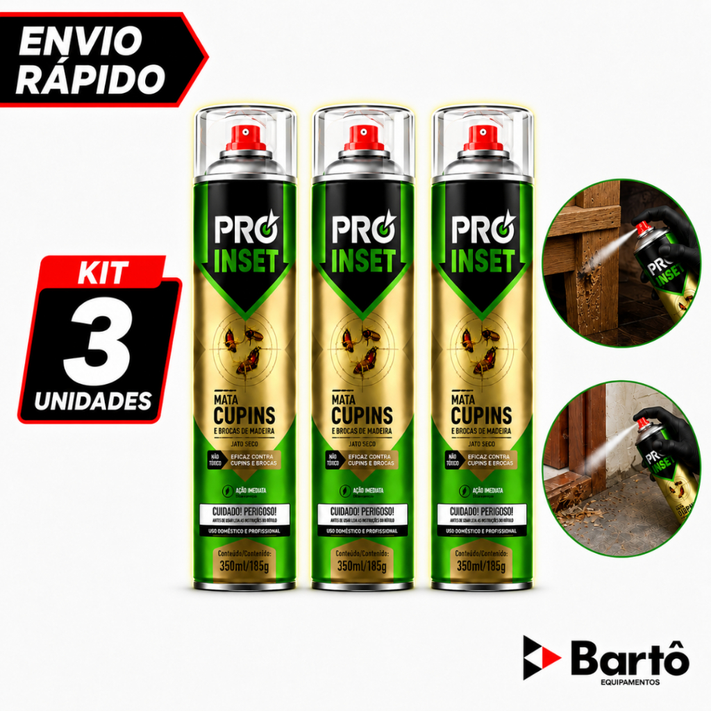 Kit 03 Mata Cupim Spray 2 PROINSET Cupins e Brocas de Madeira 350ml