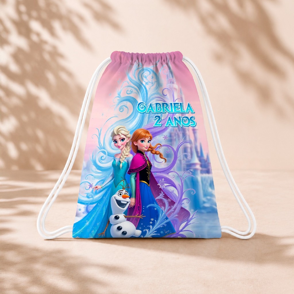10 Mochila Personalizada Infantil 18x26 Sacolinhas Surpresa Festa Aniversário Lembrancinha Frozen M1