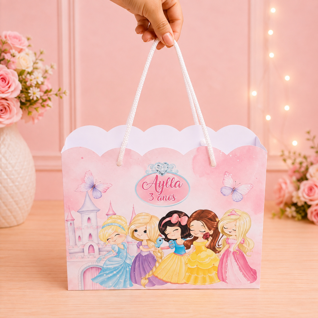 Sacolinha personalizada Princesas Cute lembrancinha kit festa caixinhas mimos Papelaria