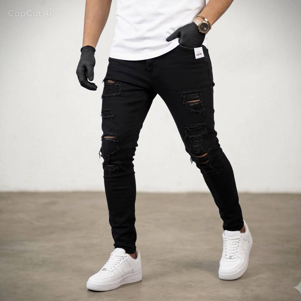 CALÇA MASCULINA JOGADOR IMPORTADA LIMINAR SKINNY JEANS RASGADINHA ESTILOSA — imagem 2 de 2