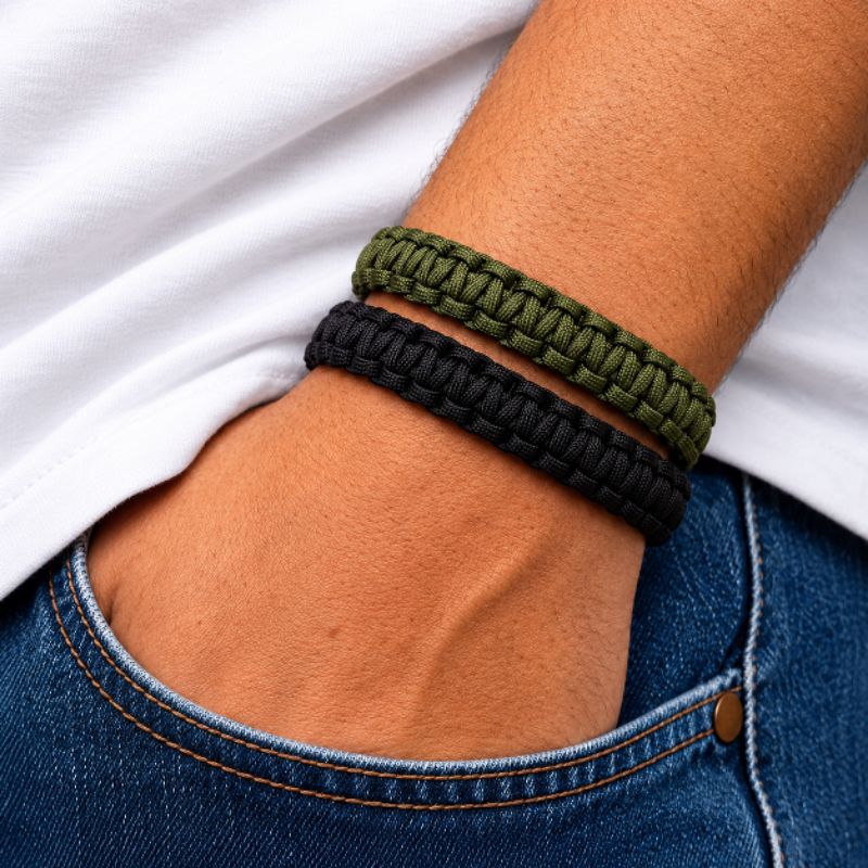 Kit 2 Pulseiras Masculinas Premium | Paracord Resistente 3mm| Fecho Engate | Presente Masculino — imagem 2 de 2