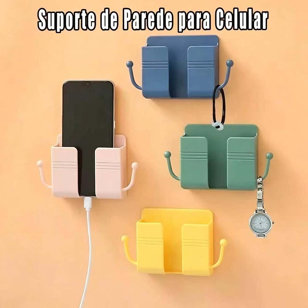 1/2/3 Peças Suporte de Parede Multifuncional para Celular e Controle Remoto Organizador Adesivo para Carregar