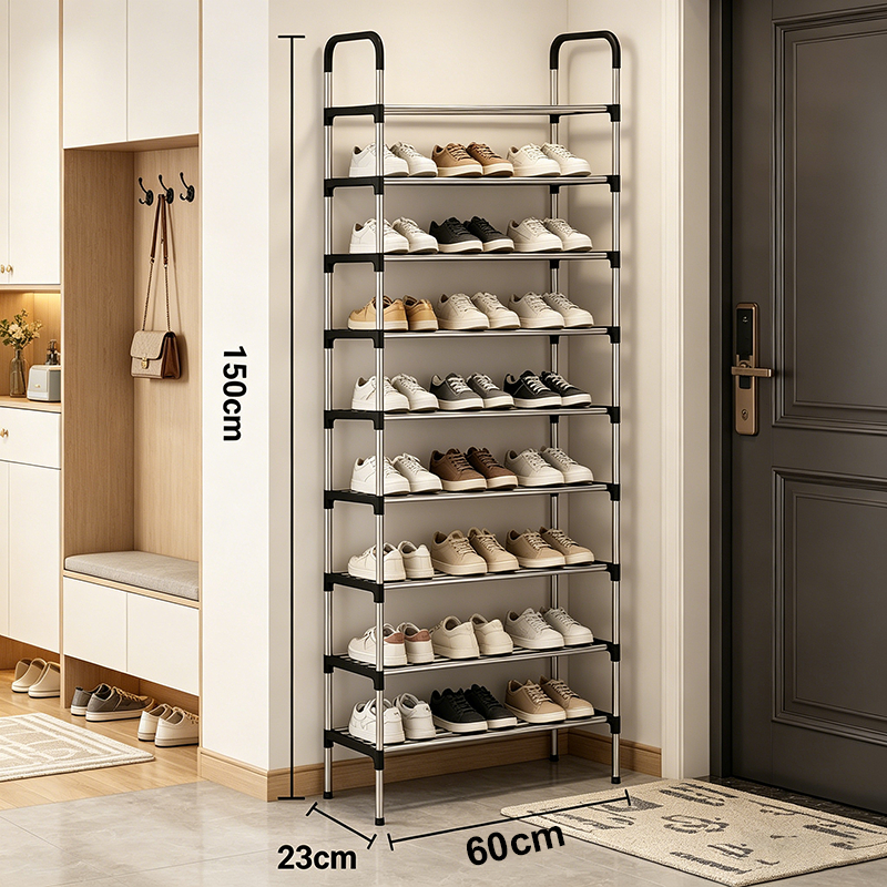 Estante de sapatos vertical de luxo com múltiplos níveis armário de 9 camadas pode acomodar 27 pares de sapatos