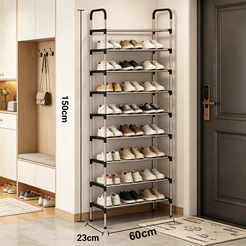 Estante de sapatos vertical de luxo com múltiplos níveis armário de 9 camadas pode acomodar 27 pares de sapatos
