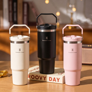 ROMANTIC CROWN Garrafa Térmica 900ml Inox com Bico e Alça Flip Tumbler para Academia e Tr…