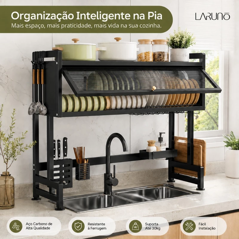 Escorredor de Louças Suspenso sobre Pia Kitchen Rack Inox — foto 2
