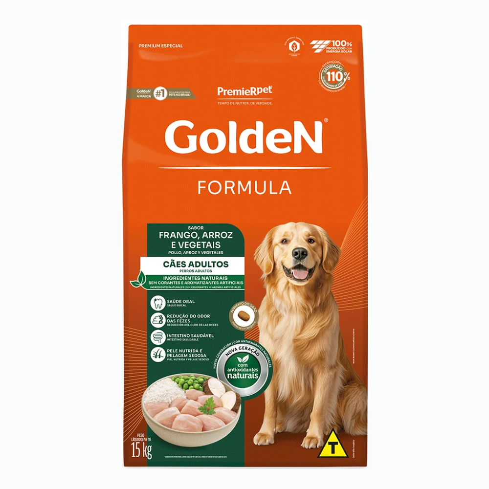 Ração Golden Fórmula para Cães Adultos Sabor Frango e Arroz 15kg