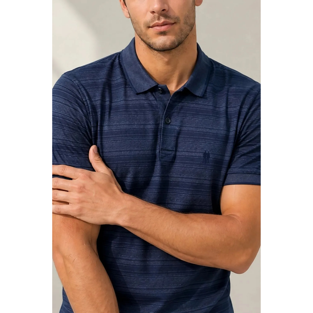 Polo Piquet Casual Masculina Polo Wear Marinho