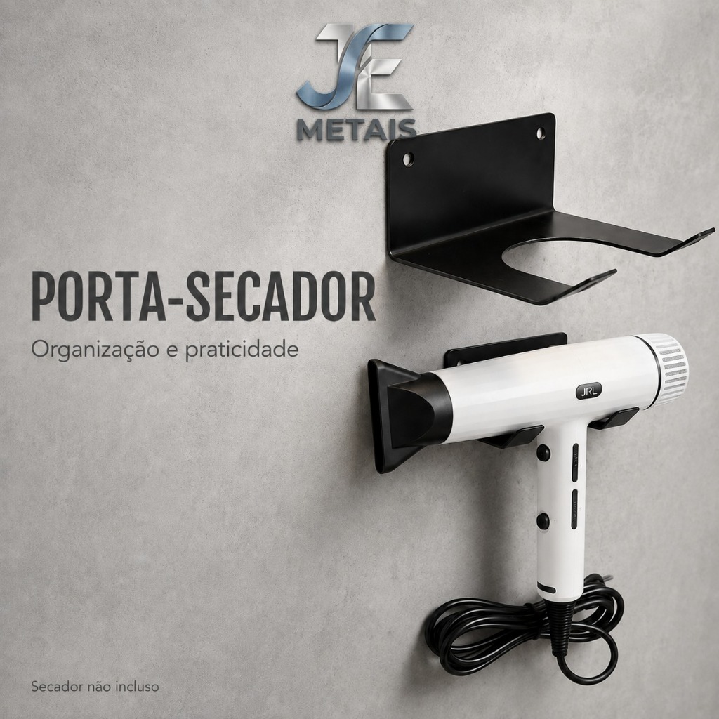 Suporte de Secador De Cabelo Aço Organizador De Banheiro
