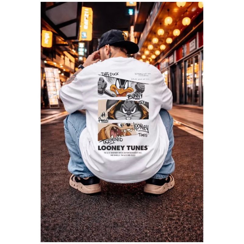 Camiseta Oversized Looney Tunes Pernalonga Patolino Taz Unissex 100% Algodão Streetwear Estampada Premium academia