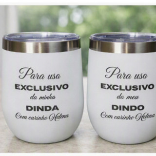 Kit 2 Copos Térmicos Inox Personalizados - Padrinho e Madrinha - Presente Especial Batizado