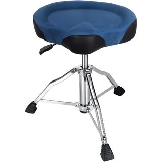 Banco de Bateria Hidráulico, Banco para Bateria com Espuma Memory Foam, Assento Ergonômico e Base Antiderrapante Azul