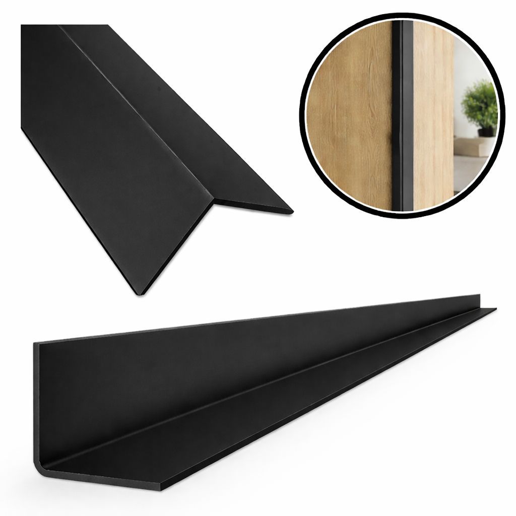 Kit 10 Cantoneiras 3/4" 2x2cm Parede Alumínio 1 Metro Preta