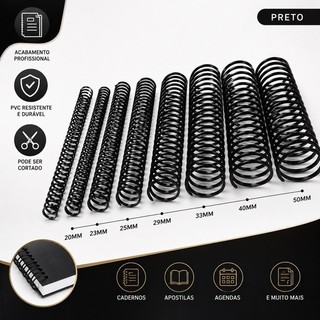 Espiral de PVC preto para encadernação, de 20 a 50 mm (GMC)