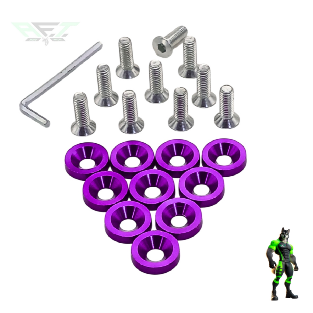KIT Parafuso Arruela Anodizadas 10 Unidade M6 Tuning Carro Motos