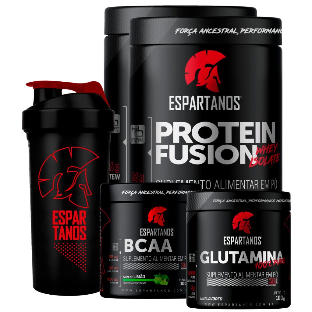 Kit 2x Protein Fusion Whey Isolado + Bcaa + Glutamina + Copo