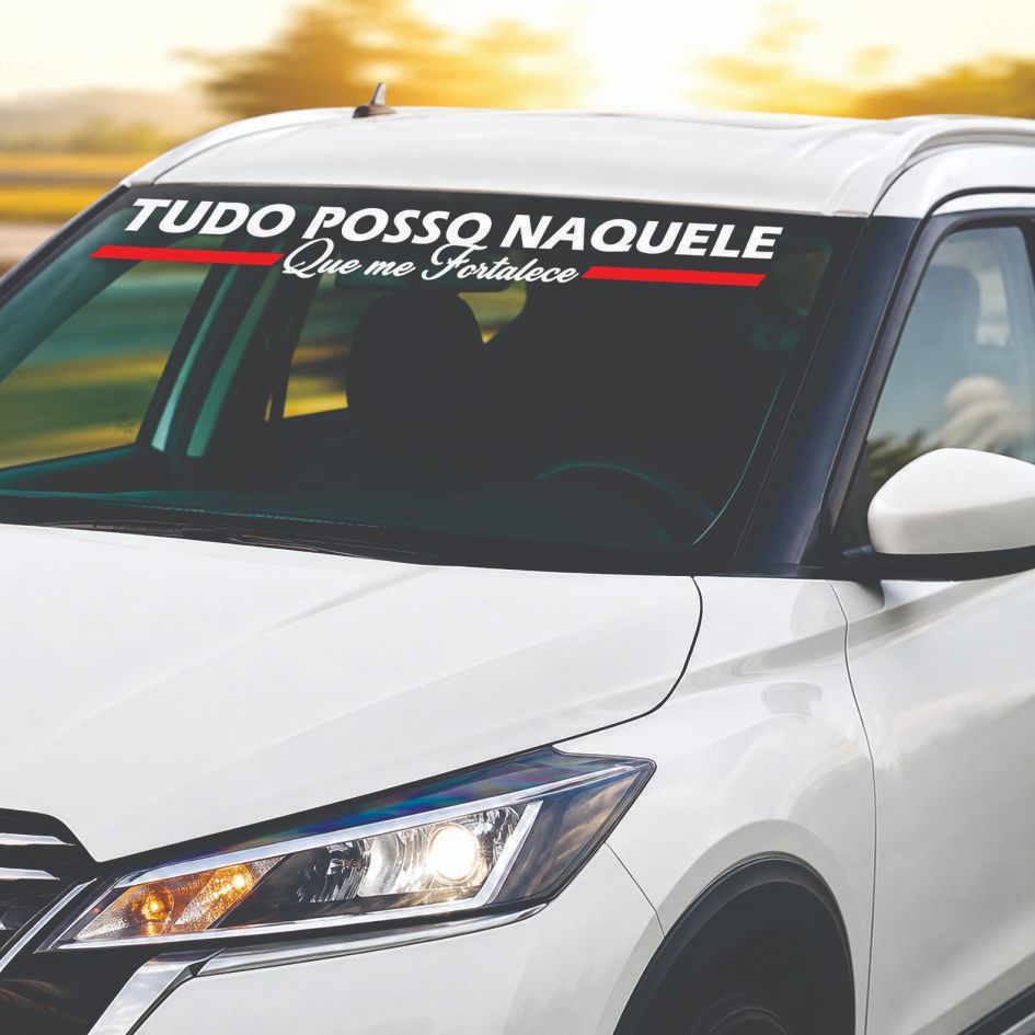 Adesivo para Carro Tudo Posso Naqule que me Fortalece  Adesivo Automotivo