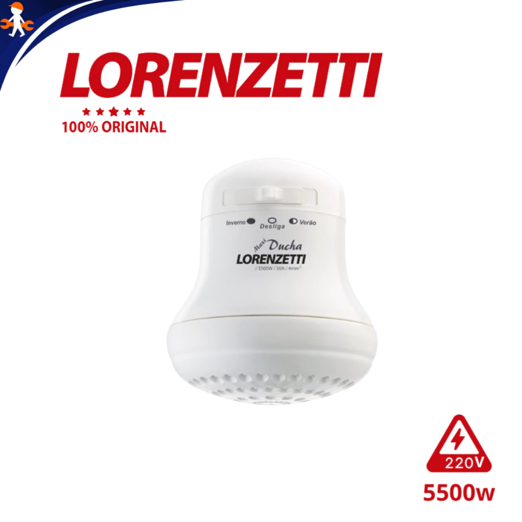 Kit Completo Chuveiro Maxi Ducha Ultra Lorenzetti "Cano, Veda rosca e Conector Porcelana"