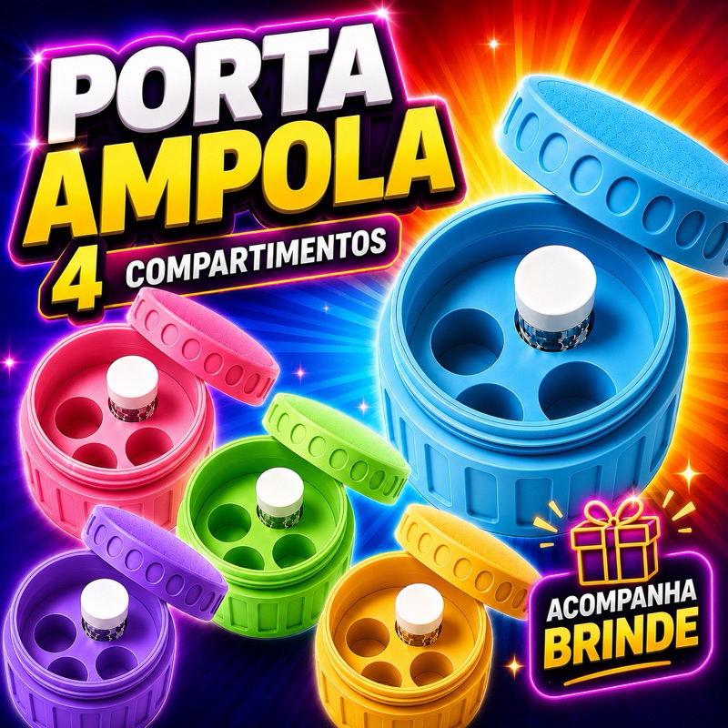Porta Ampolas 3ml p/ 4 Unidades Estojo Organizador Rígido Seguro Tirze