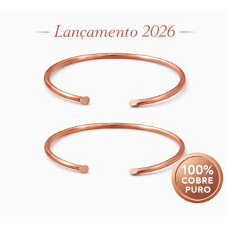 Kit 2 Braceletes de Cobre Puro Line Premium Ajustavel Par de Pulseiras Masculino Feminino Unissex