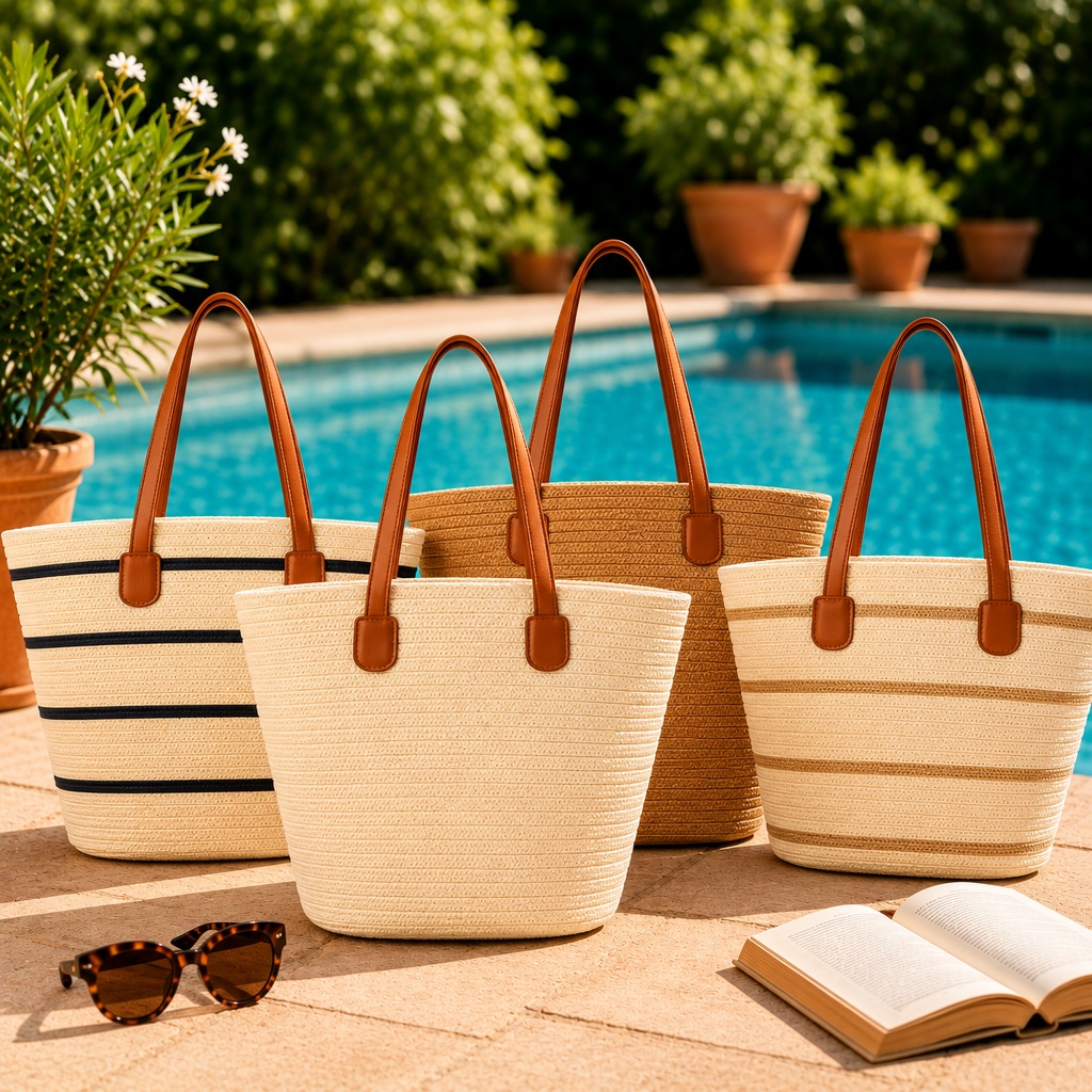 Bolsa Feminina Palha Praia Piscina Clube Passeio Casual Moderna Alça Fixa Ombro Forrada Luxo