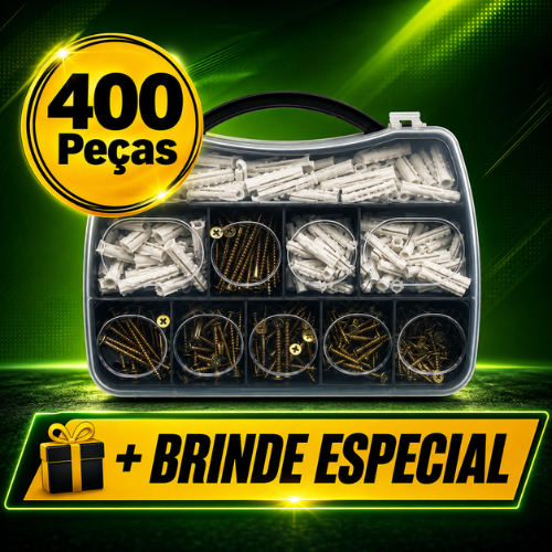 Kit 400 Peças Parafusos e Buchas + Organizador
