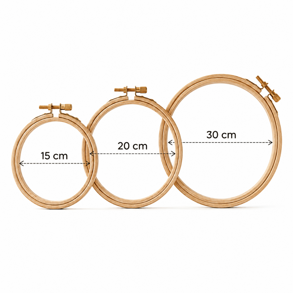 Bastidor de Bambu para Bordado 15cm 20cm 30cm com Tarraxa Ajustável | Ponto Cruz Artesanato