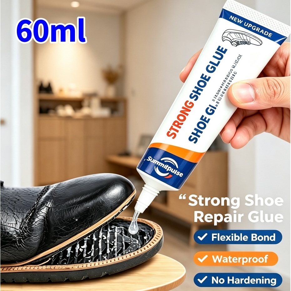 60ml Clear Shoe Repair Glue – Waterproof Adhesive Fixing Soles, Applies - If Heels and Bags.