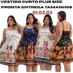 Vestido Feminino Plus Size Curto Elegante em Crepinho Premium com Forro, Lastex e Alça Regulável – Verão Casual e Social