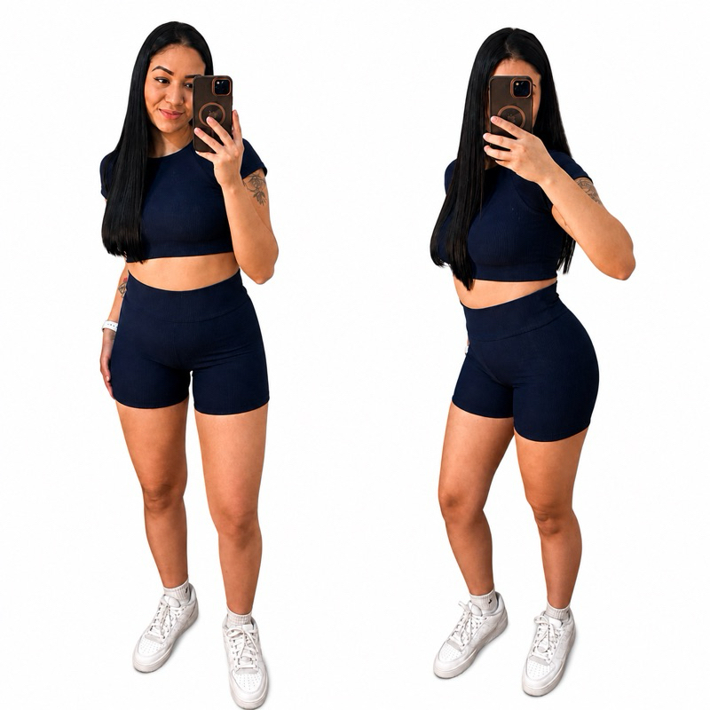 Conjunto Academia Fitness Feminino Canelado Short e Top Zero Transparência