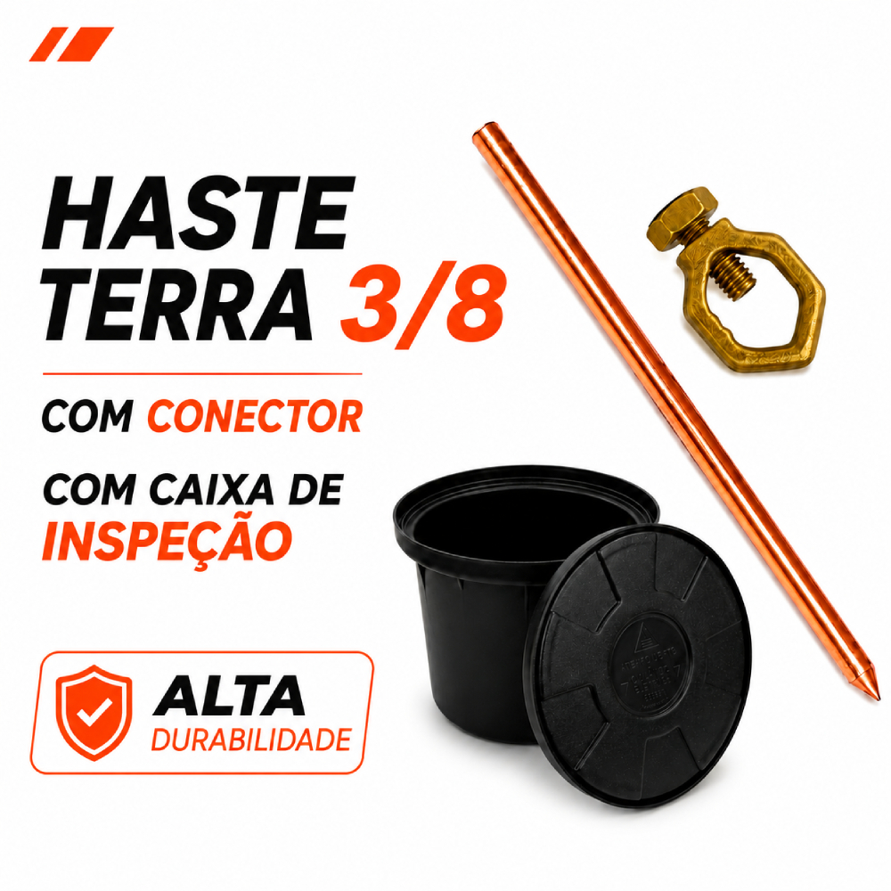HASTE TERRA 10mm x1,2mt + CONECTOR E CAIXA DE INSPEÇÃO CONICA