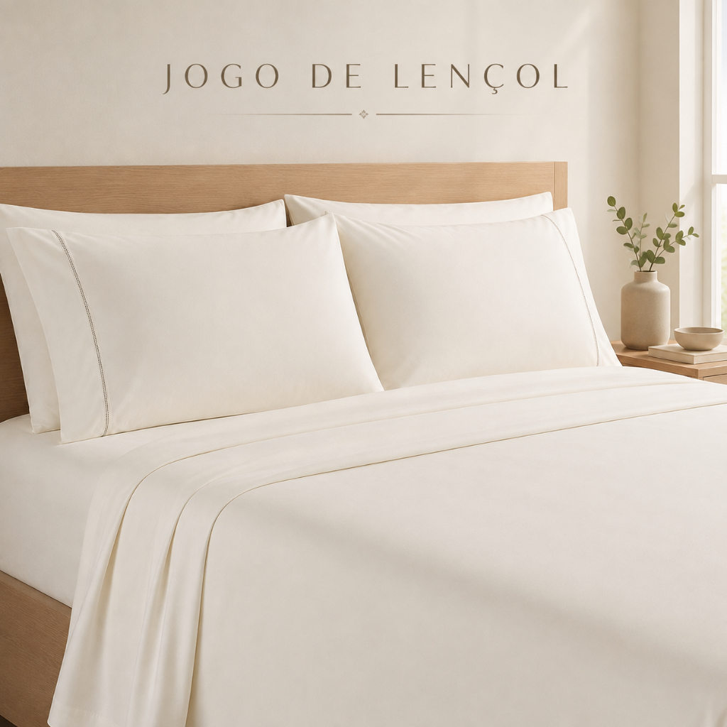 Jogo de Lençol 400 Fios Micropercal Macio com Elástico e Fronhas Ponto Palito Solteiro Casal Queen King