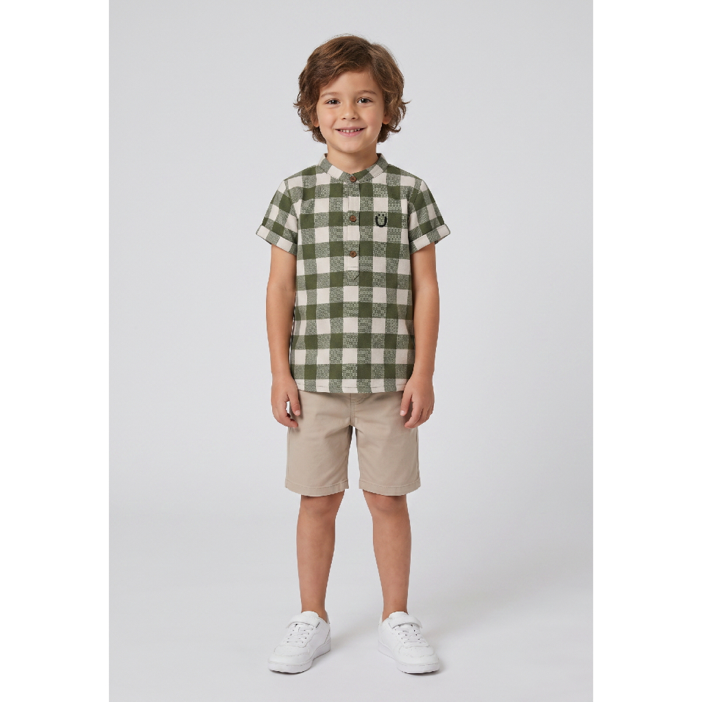 Bata Infantil em Algodão Xadrez Guloseima