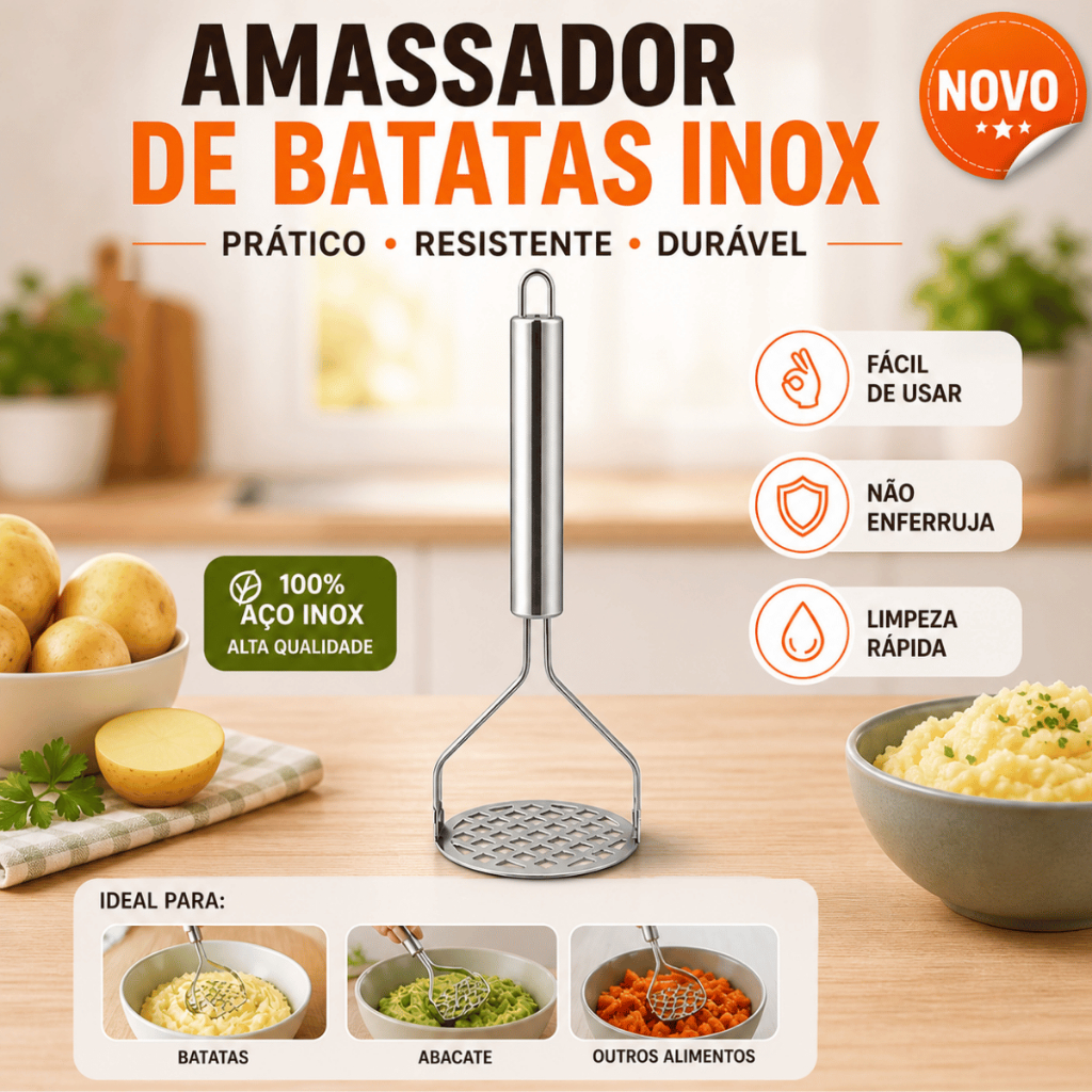 Amassador De Batata Aço Inox Espremedor Legumes Tomate Feijão Utensílio de Cozinha Profissional