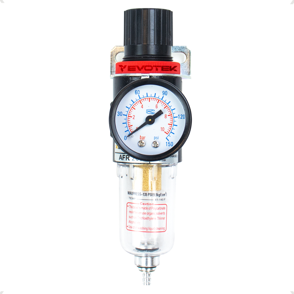 Filtro Regulador de Pressão 1/4 com Eliminador de Água Para Compressor e Ferramentas Pneumáticas