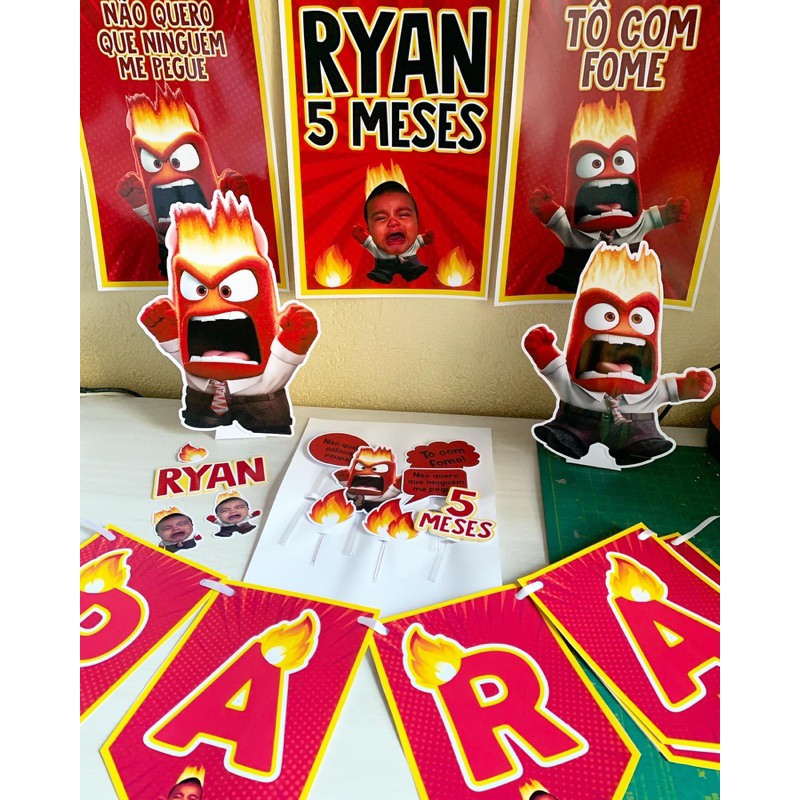 Kit Festa Raiva Divertidamente Personalizado mesversário/aniversário menina | Kit Só um Bolinho|Papelaria Personalizada