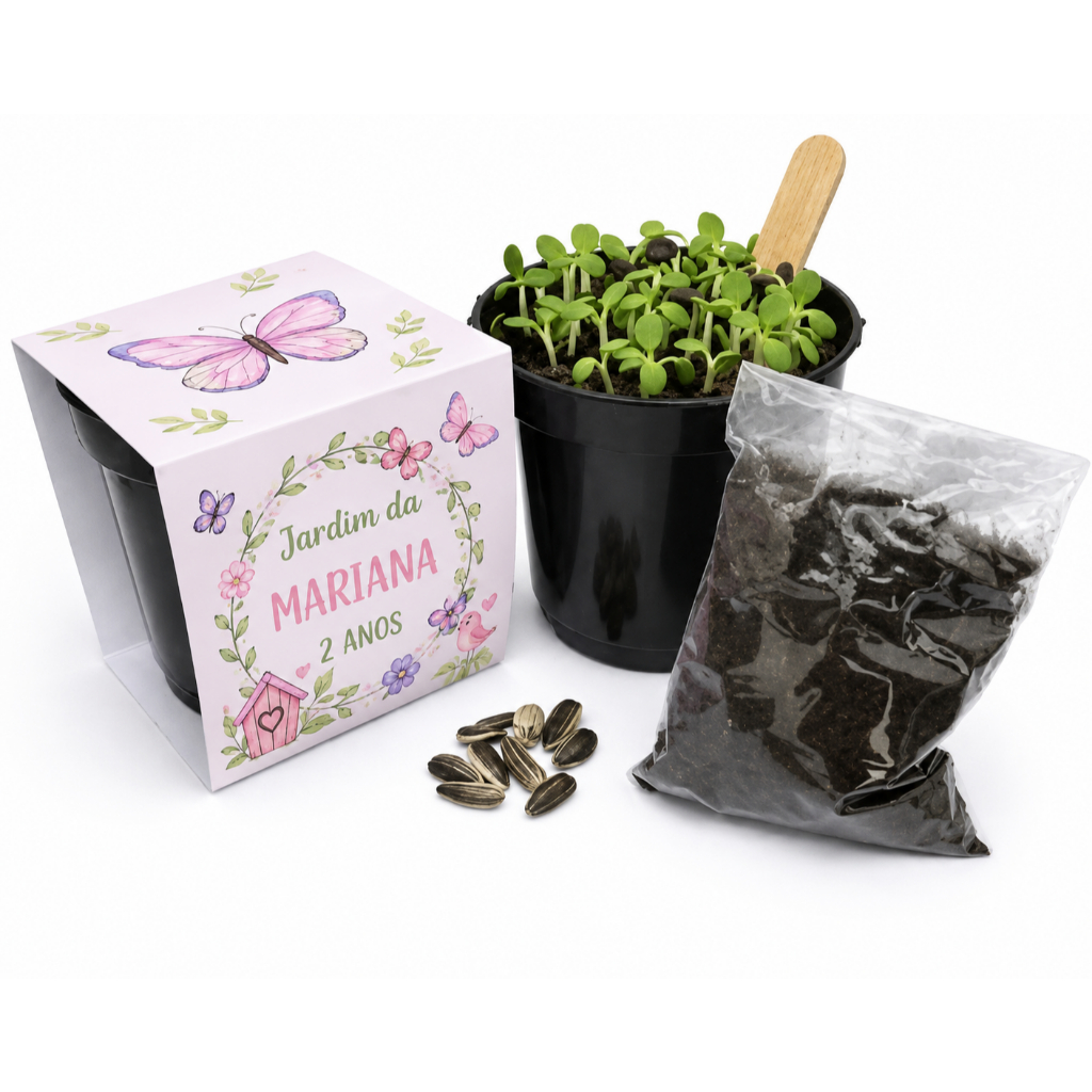 Lembrancinha Para Plantar Personalizada Kit Plantio Jardim Encantado Lembrancinha Ecológica Jardim das Borboletas