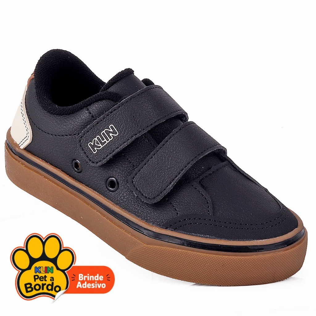 Tenis Infantil Masculino Casual Escolar Klin FreeStyle Confortável Leve e Calce Fácil - Preto