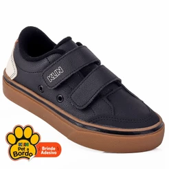 Tenis Infantil Masculino Casual Escolar Klin FreeStyle Confortável Leve e Calce Fácil - Preto