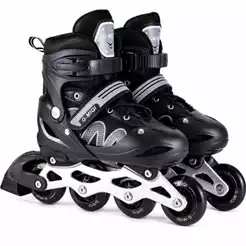 Patins In-line Roller Preto/Cinza 4 Rodas Regulável +LED NUMA RODINHA