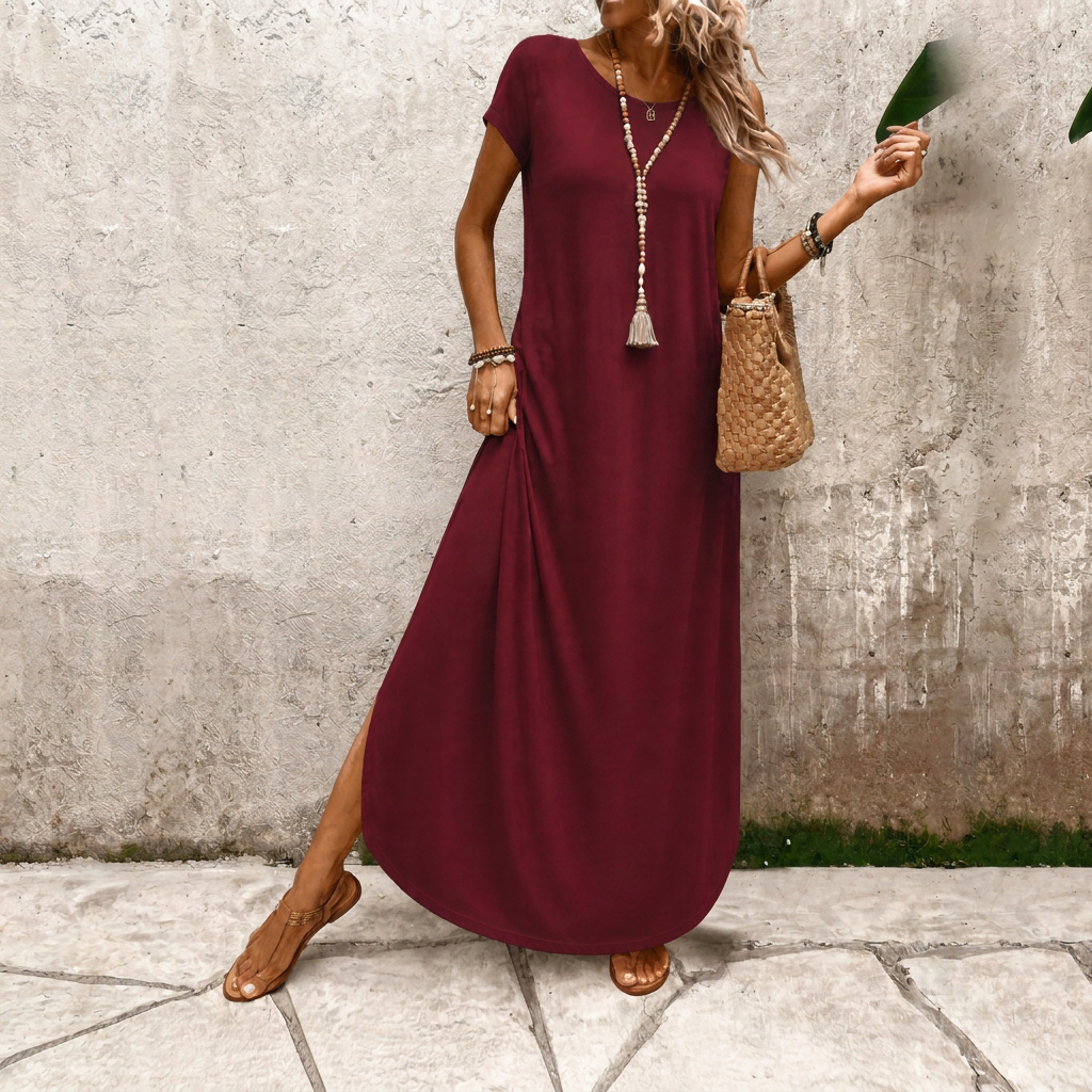 Vestido Saruel Plus Size Basic Feminino Longo Viscolycra Fendas Moda Elegante Verão Confortavel dia das maes
