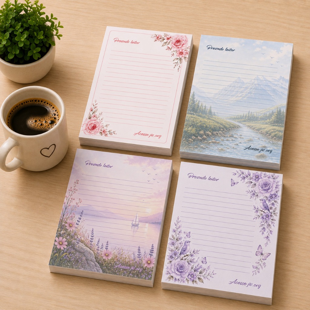 Papel de Carta JW 🌸 A5 (15x21cm) 🌸 40 Folhas (Opcional com Envelopes)