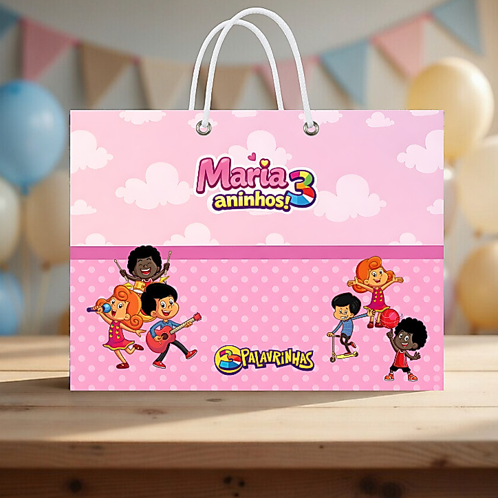 Sacolinha 3 Palavrinhas Personalizado Sacolinha Lembrancinha Aniversário