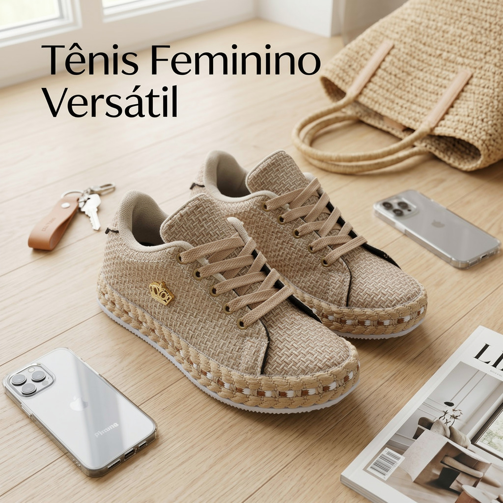 Tênis Feminino Palinha Solado Baixo Estiloso